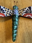 Hand Painted Talavera Ceramic Dragonfly Mexican Folk Art Pottery Wall Decoration