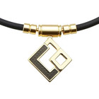 Tao Aura Style Magnetic Therapy Necklace Black Gold Pendant Unisex For Wellness