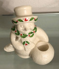 Lenox Holiday Pattern Snowman Candle Holder Made In Usa Christmas