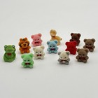 Vintage Miniature 1    Flocked Fuzzy Figures Teddy Bear Tiger Frog Snake Lot Of 12
