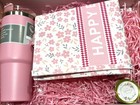 Pink Theme Birthday Gift Box Basket Bundle Tumbler Soy Candle Banner Decor Girls
