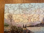 Vtg Antique Wooden Picture Puzzle In Box - The Lookout - Mountain River Indians