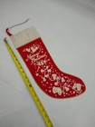 2 Vtg 18  Christmas Mcm Felt Flannel Stenciled Stockings Mantle Bell Snowman