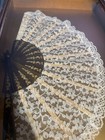 Vintage Lace Hand Fan Framed Gold Gilt Ornate Shadowbox Wall Art