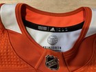 Philadelphia Flyers Game Used Worn Adidas Orange Practice Jersey Mic 56