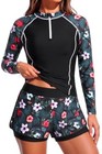 Women s Long Sleeve Rash Guard Set Xx-large Black Flower