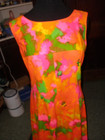 Vintage 1960s Diane s Honolulu Bright Abstract Floral Maxi Dress Large