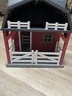 Horse Barn Stable Red gray Roof W  White Gates  Stalls  Cow   Horse Accessories