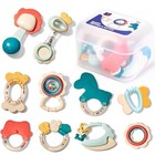 Hahaland Baby Rattle And Teether Toy Set 10-piece Newborn Infant Sensory Gift