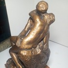 Vintage Signed August Rodin  the Kiss   1961  Nude On Wood Base  Solid Bronze 
