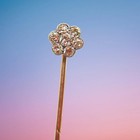 Victorian 18k Yellow Gold Over Clear Old Cut Diamond Rosette Stick Pin lapel Pin
