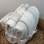 Pottery Barn Clayton Striped Comforter Shams 2 King Blue Neutral Cotton Quilted