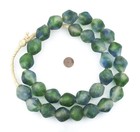 Jumbo Blue-green Swirl Bicone Recycled Glass Beads 25mm Ghana African Sea Glass