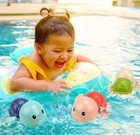 3pcs Cute Swimming Blue Turtle Baby Bath Toys For Toddler  Wind-up
