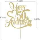 Gold Glitter 50th Anniversary Cake Topper - 50 Wedding Party    