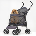 Pet Stroller 4 Wheels Foldable Cat Dog Travel Carrier Skylight W storage Basket