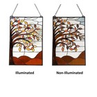 Stained Glass Autumn Tree Floral Window Panel Handcrafted Tiffany Style  16 X 24