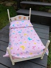 Antique Vtg Metal 4 Poster 18  Doll Bed Large 14  X 24  W butterfly Bedding  a 