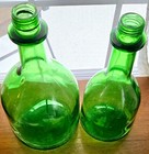 Vintage 2 Green Glass Bottles - One 3l   12 h - One 1 5l   11 5 h