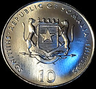 2000 Somalia  10 Shillings   tiger   Unc Coin Km 774 - 25mm Africa Animal Coin