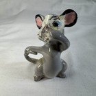 Vintage Gray Mouse With Pink Ears Porcelain Miniature 3 Tall