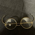 Antique Gold Wire Rim Round Eyeglasses With Curl Temples Pre-1930