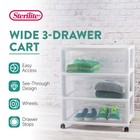 Sterilite Wide 3 Drawer Storage Cart  Plastic Rolling Organizer  White Frame