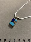 Navajo Charlie Bowie Cb Signed Sterling Necklace   Earrings Set Inlay 