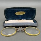 Antique Pince-nez Glasses Yellow Celluloid Gold Filled Gf 1 10 12k W Case