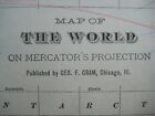 Original 1903 Map World On Mercator s Projection Steamship Routes   Distances