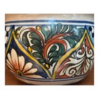 Vintage Hand-painted Talavera Mexican Pottery Planter Bowl Cobalt Blue Floral