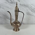 Old Engraved Brass Arabic Persian Indian Turkish Tea Coffee Pot Floral Design