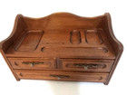 Dresser Top Valet Wooden Brown Gentlemens Accessory 3 Drawers Red Lining Vintage