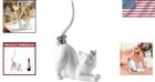 White Ceramic Cat Ring Holder 6 Inch Wedding Band Jewelry Stand Figurine For