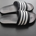 Adidas Men s Black white 3-stripes Slide Sandals Slip-on Logo Accent Us 9