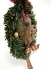 Vtg Yorkshire Terrier Dog Christmas Wreath Tree Ornament Holiday Decor Red Bow