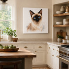 Custom Personalized Siamese Cat Watercolor Canvas Wall Art  Elegant Pet Portrait