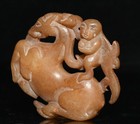 1 9  chinese Hongshan Culture Old Jade Carved People Person Horse Pendant