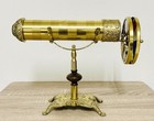 Vintage Large Brass Dual Wheel Kaleidoscope With Stand Unique   Beautiful  read