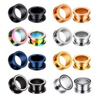 2pcs Stainless Steel Screw Ear Tunnels Flesh Plugs Gauges Expander Pair 12g-3 4 