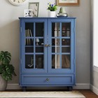 Blue Modern Buffet Cabinet W  Glass Doors   Drawer Wooden Storage Sideboard