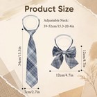 Plaid Ties For Women Neck Tie Pre Tied Womens Bow Tie Set - Adjustable Blue