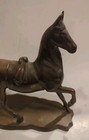 Vintage Solid Brass Horse Statue 11  Large Mcm Prancing Stallion Figurine Decor