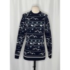 Sweaty Betty Ski Lift Base Layer Jacquard Navy Blue Sporty Top Shirt Large