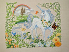 Vintage Crewel Unicorn Kingdom Embroidery Whimsy Handmade Framed 19 5  X 16 