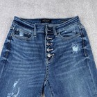 Judy Blue Jeans Womens 26 Blue Trouser Flare Button Fly Distressed Stretch Denim