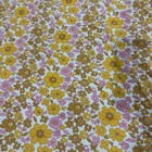 Vintage 70s Floral Curtain Panel Drape 75x50   yellow Orange Pink Flower Power Mcm