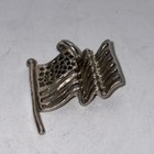 925 Sterling Silver  Vintage Petite Waving American Flag Drop Pendant