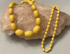 Vtg Butterscotch egg Yolk Yellow Amber Bakelite  Olive Beaded 38  Necklace 80gr