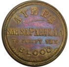  1862  Ayers Blood Purifier 3 Cent Encased Postage Merchant Token 